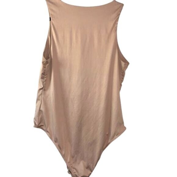 And Now This Womens Tan Sleeveless Bodysuit L Polyester/Spandex Blend Snap Closu - Picture 9 of 11